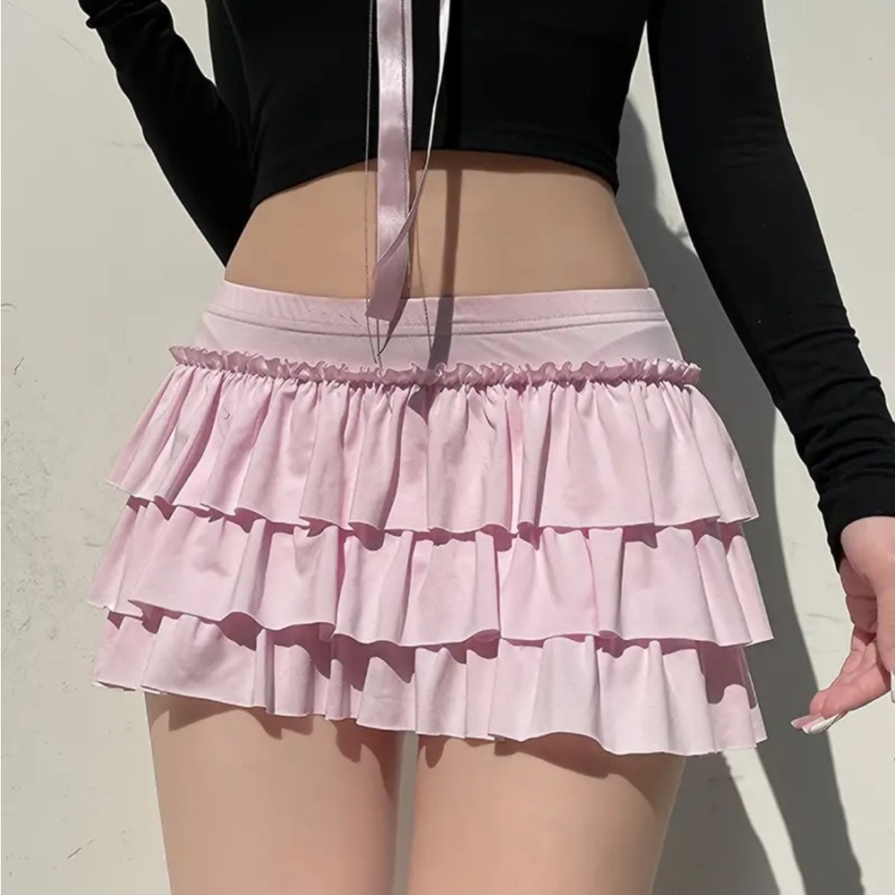 Pink Ruffle Mini Skort - Picture 2 of 5